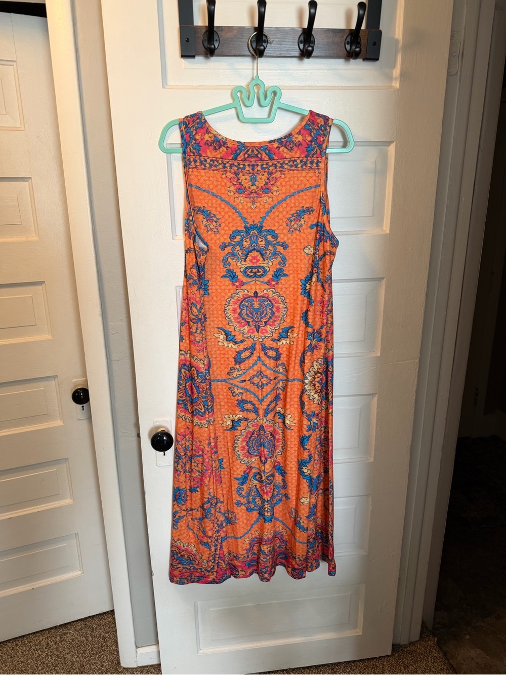 Sleeveless Orange Floral Print Maxi Dress